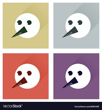Set of flat icons with long shadow snowman vector image