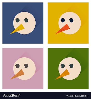 Set of flat icons with long shadow snowman vector image