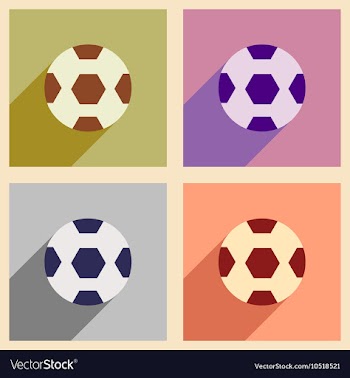 Set of flat icons with long shadow soccer ball vector image