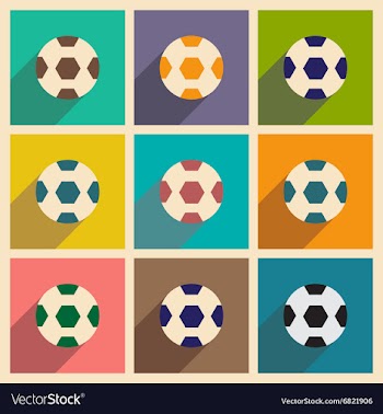 Set of flat icons with long shadow soccer ball vector image