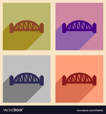 Set of flat icons with long shadow Sydney Harbour vector image