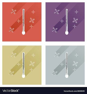 Set of flat icons with long shadow thermometer and vector image