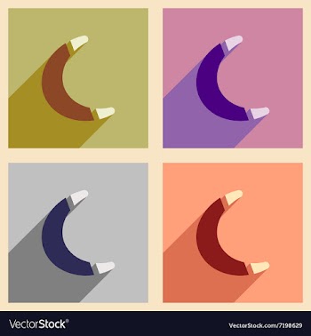 Set of flat icons with long shadow toy boomerang vector image