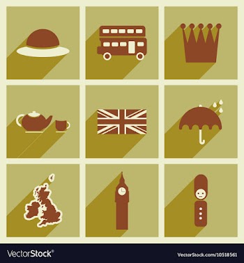Set of flat icons with long shadow United Kingdom vector image
