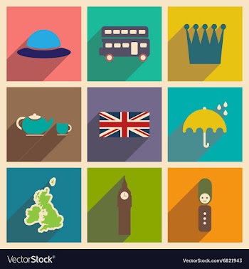 Set of flat icons with long shadow United Kingdom vector image