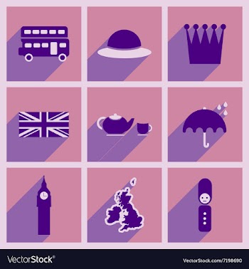 Set of flat icons with long shadow United Kingdom vector image