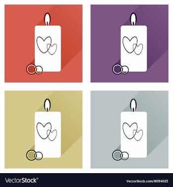 Set of flat icons with long shadow wedding Candle vector image