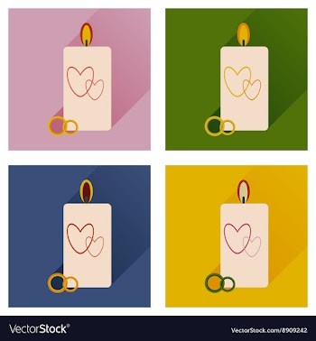 Set of flat icons with long shadow wedding Candle vector image