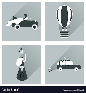 Set of flat icons with long shadow wedding vector image