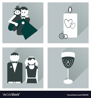 Set of flat icons with long shadow wedding vector image