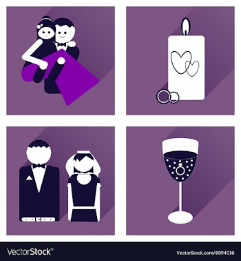Set of flat icons with long shadow wedding vector image