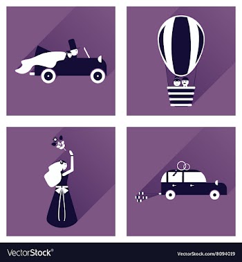 Set of flat icons with long shadow wedding vector image