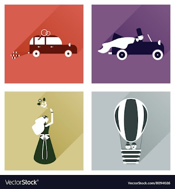 Set of flat icons with long shadow wedding vector image