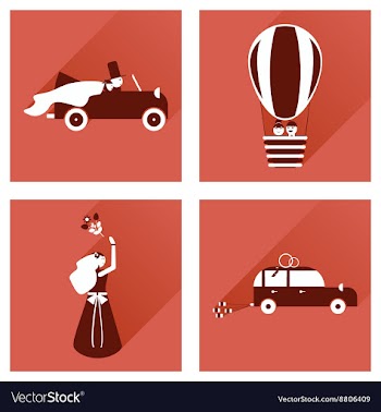 Set of flat icons with long shadow wedding vector image
