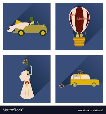 Set of flat icons with long shadow wedding vector image