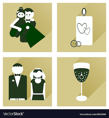 Set of flat icons with long shadow wedding vector image