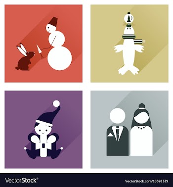 Set of flat icons with long shadow winter icon vector image