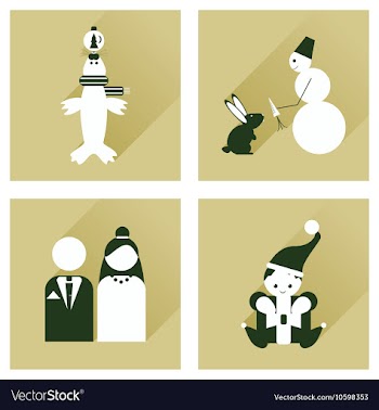 Set of flat icons with long shadow winter icon vector image