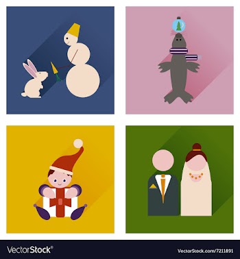 Set of flat icons with long shadow winter icon vector image