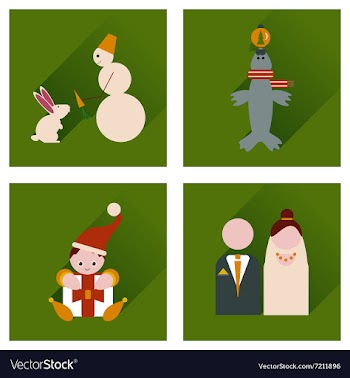 Set of flat icons with long shadow winter icon vector image