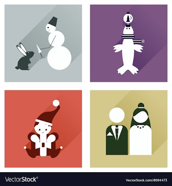 Set of flat icons with long shadow winter icon vector image