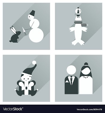 Set of flat icons with long shadow winter icon vector image