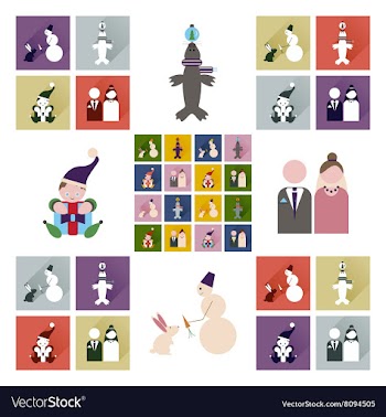 Set of flat icons with long shadow winter icon vector image