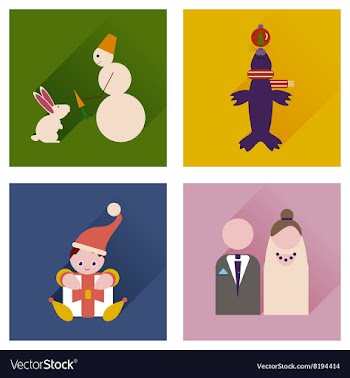 Set of flat icons with long shadow winter icon vector image
