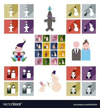 Set of flat icons with long shadow winter icon vector image