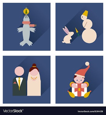 Set of flat icons with long shadow winter icon vector image