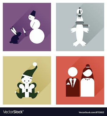 Set of flat icons with long shadow winter icon vector image