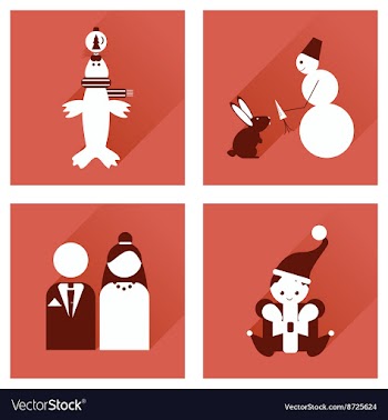 Set of flat icons with long shadow winter icon vector image
