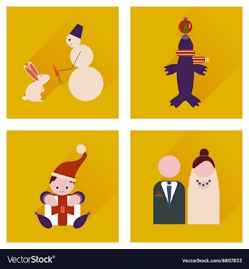 Set of flat icons with long shadow winter icon vector image