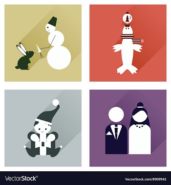 Set of flat icons with long shadow winter icon vector image