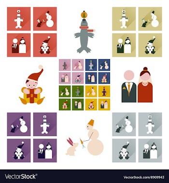 Set of flat icons with long shadow winter icon vector image