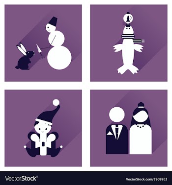 Set of flat icons with long shadow winter icon vector image