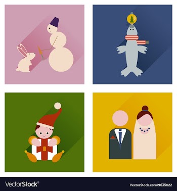 Set of flat icons with long shadow winter icon vector image