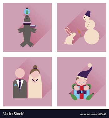 Set of flat icons with long shadow winter icon vector image