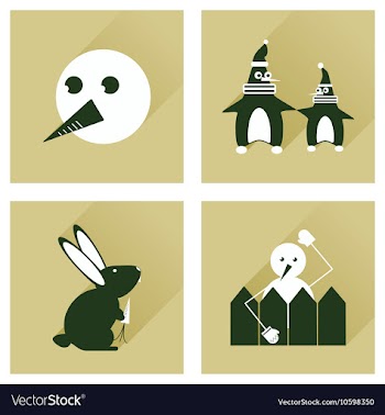 Set of flat icons with long shadow winter vector image