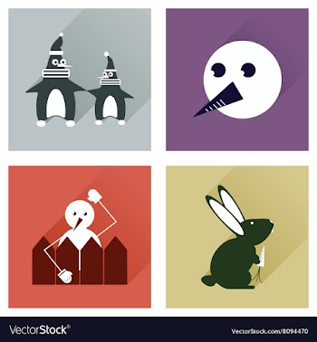 Set of flat icons with long shadow winter vector image