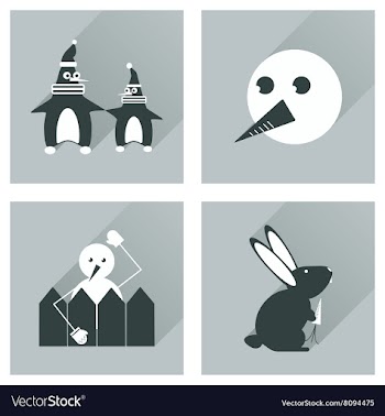 Set of flat icons with long shadow winter vector image