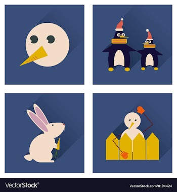 Set of flat icons with long shadow winter vector image