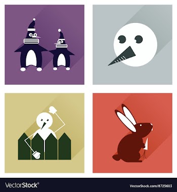 Set of flat icons with long shadow winter vector image