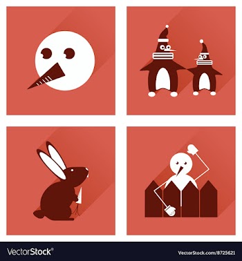 Set of flat icons with long shadow winter vector image