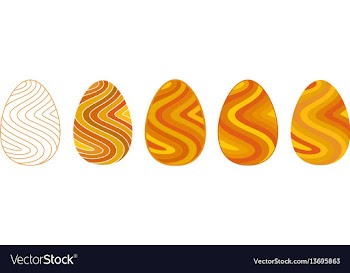 Set of flat images of golden easter eggs decorated vector image