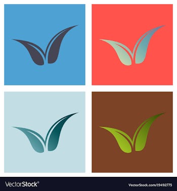 Set of flat leaves logo template vector image