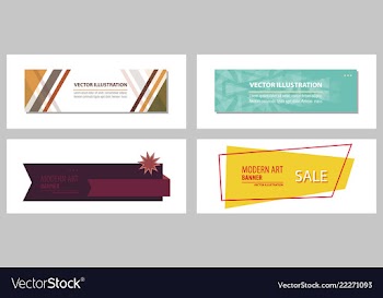 Set of flat linear promotion ribbon banner scroll vector image