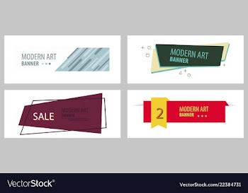 Set of flat linear promotion ribbon banner scroll vector image