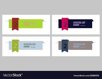 Set of flat linear promotion ribbon banner scroll vector image