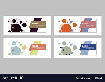 Set of flat linear promotion ribbon banner scroll vector image
